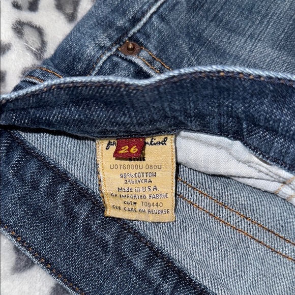 7 For All Mankind Blue Jean Shorts with Frayed Hem - Picture 3 of 4